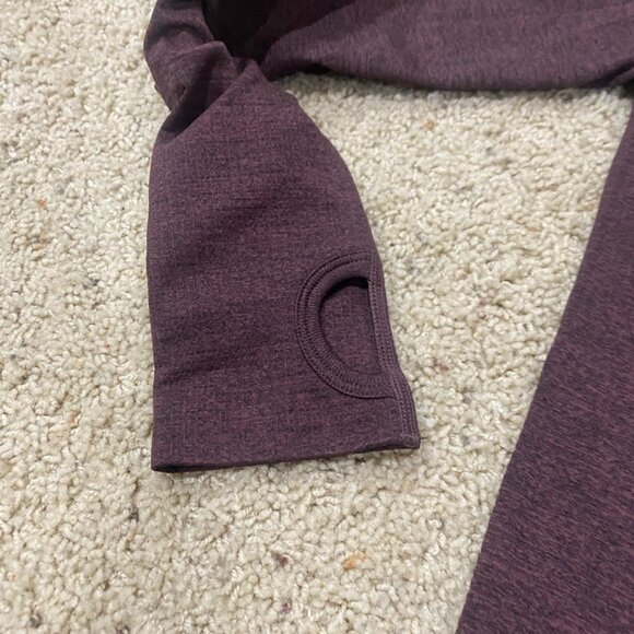 Women’s Athletic Zip Up Jacket Small Burgundy Thumbholes Running Yoga Activewear - Picture 3 of 5